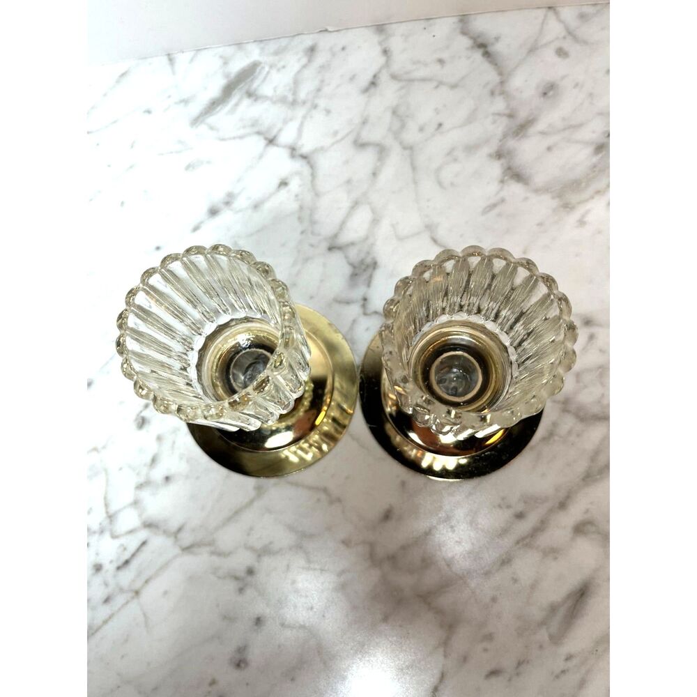 Glass and Brass Votive Holders Set of 2 Candle Holders Home Decor - Picture 3 of 11